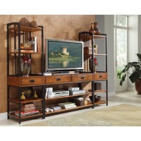 Modern Craftsman 3-Piece Gaming Entertainment Center, Distressed Oak Finish